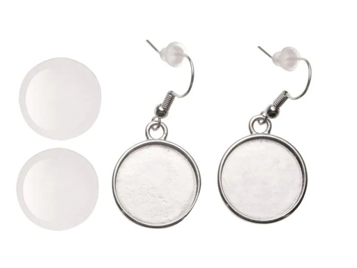 [90002214 981780] Glorex Ohrring Cabochon rund, 27 x 19 mm