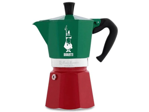 [90023504 887453] Bialetti Espressokocher Moka Express Italia 6 Tassen, Grün/Rot/Weiss