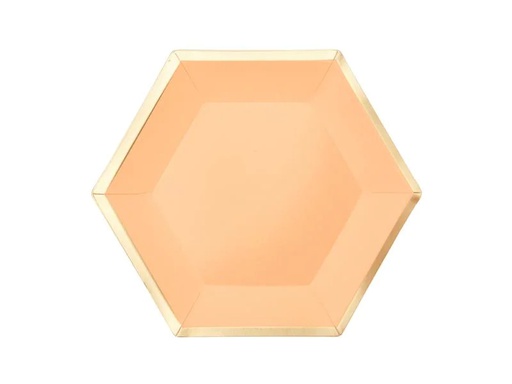 [90169651 1216251] Rico Design Einwegteller Sechseck 15.5 x 13.5 cm, 10 Stück, Aprikose