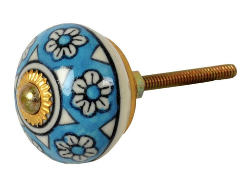 [90002344 1176567] Tranquillo Möbelgriff handgemacht, Ø 4 cm, Blau/Gold