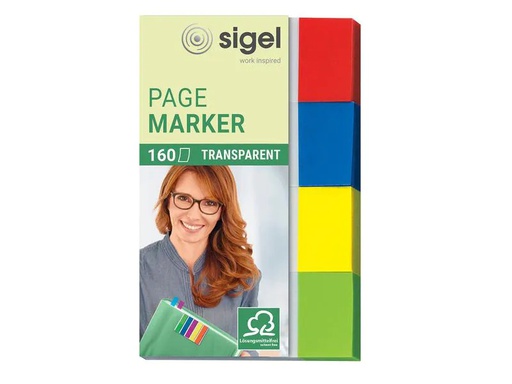 [90170188 1219629] Sigel Page Marker Transparent 160 Stück, Mehrfarbig