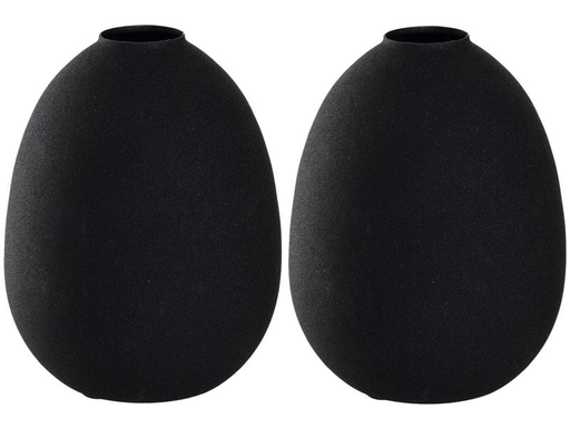 [90171271 1185651] Leonardo Vase Metall 16 cm, Schwarz, 2 Stück