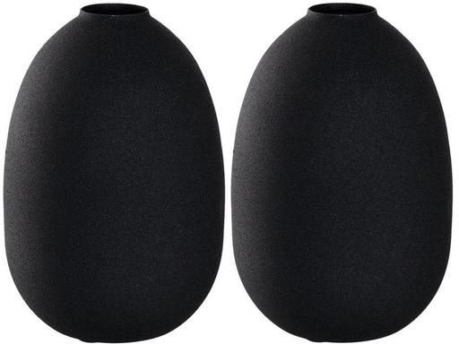 [90171365 1185652] Leonardo Vase Metall 19 cm, Schwarz, 2 Stück