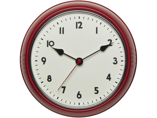 [90172101 1212642] TFA Dostmann Funk-Wanduhr Retro Rot, Ø 24 cm