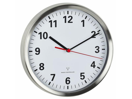 [90172431 1212635] TFA Dostmann Funk-Wanduhr Silber, Ø 22 cm