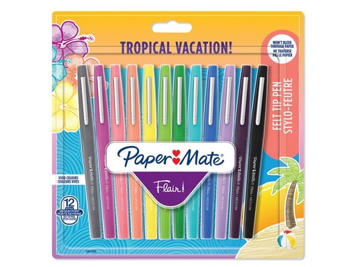 [90172680 1221637] Paper Mate Fineliner Flair Medium Tropical Vacation 0.7 mm, 12 Stück