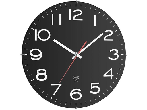 [90172691 1212630] TFA Dostmann Funk-Wanduhr Schwarz, Ø 31 cm