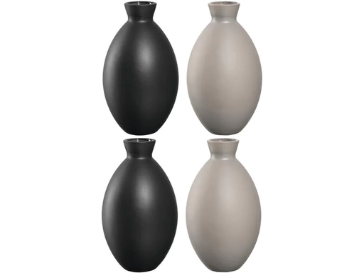 [90172901 1185650] Leonardo Vase Casolare 12 cm, Grau/Schwarz, 4 Stück