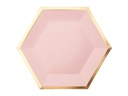 Rico Design Einwegteller Sechseck 27 cm, 10 Stück, Gold/Rosa