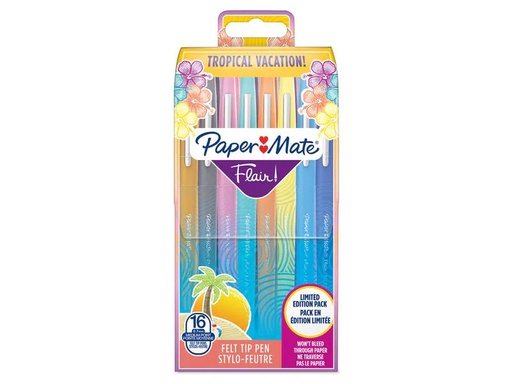 [90174158 1221638] Paper Mate Fineliner Flair Medium Tropical Vacation 0.7 mm, 16 Stück