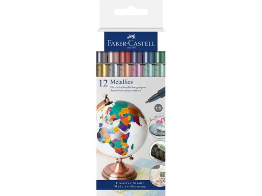 [90174406 1229554] Faber-Castell Filzstift Metallics 12 Stück, Mehrfarbig