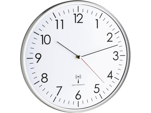 [90175750 1212631] TFA Dostmann Funk-Wanduhr Silber, Ø 33 cm