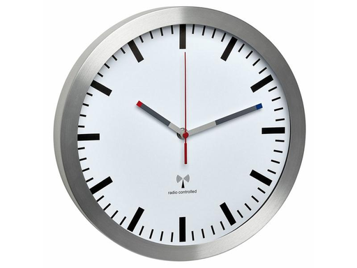 [90175756 1212634] TFA Dostmann Funk-Wanduhr Silber, Ø 30 cm