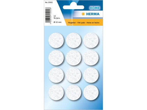 [90024253 1085856] Herma Stickers Filzgleiter Ø 22 mm, Weiss, 12 Stück