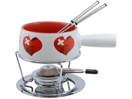 [90024322 942553] Kadastar Käsefondue-Set Small Swiss Love 5 Teile, Rot/Weiss