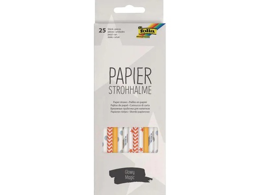 [90024338 1007122] Folia Strohhalm Papier, Glitzer, Mehrfarbig, 25 Stück