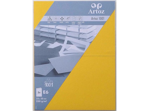 [90176045 1212363] Artoz Blankokarte 1001, E6, 5 Blatt, Sonnengelb