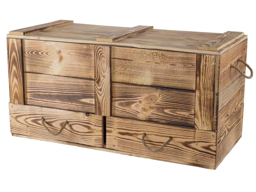 [90024565 1162317] Holz Zollhaus Truhe Vintage geflammt, 85 x 40 cm