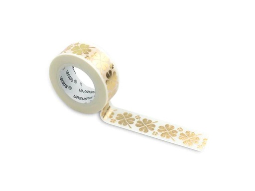 [90024640 809110] URSUS Washi Tape Kleeblatt, Gold; Weiss