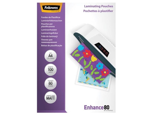 [90024844 415383] Fellowes Laminierfolie A4, 80 µm, 100 Stück, Matt