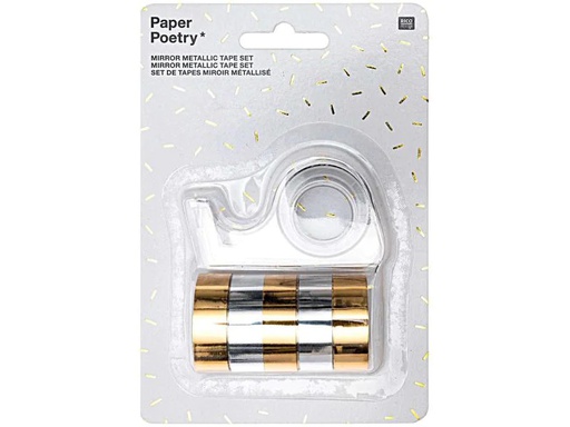 [90025015 985378] Rico Design Washi Tape Mirror Metallic Tape Set 6 Rollen, Gold/Silber