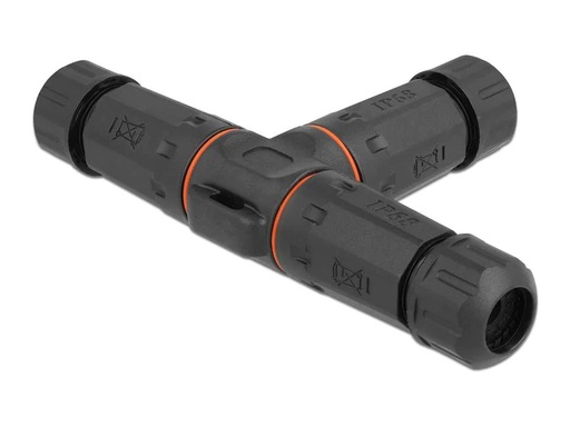 [90025485 1182293] Delock Verbindungsmuffe IP68, T-Stück, 2 Pin, 4.5 - 7.5 mm schwarz