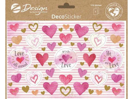 [90002563 1058293] Z-Design Motivsticker A5 Deko Herzen, Bunt, 42 Aufkleber