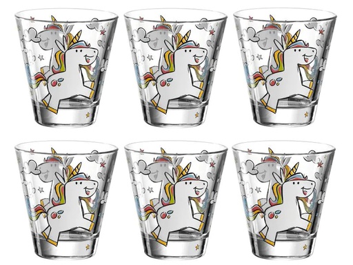 [90025920 986202] Leonardo Kindertrinkglas Bambini Einhorn, 215 ml, 6 Stück