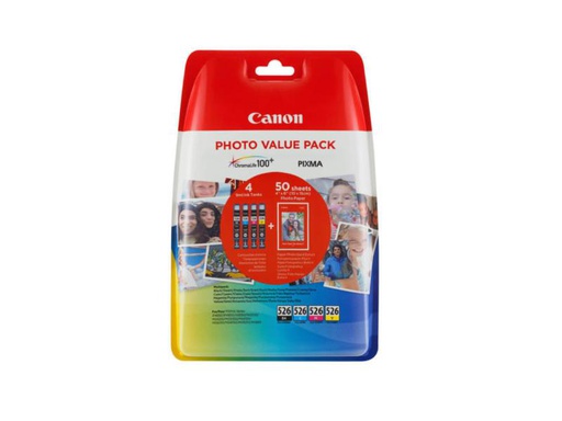 [90025975 782142] Canon Tintenset CLI-526 + Fotopapier Value Pack