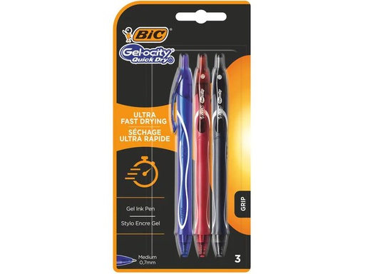 [90176581 1249050] BIC Gelschreiber Gel-ocity Quick Dry Set von 3 Stück