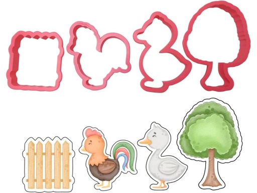 [90177141 1233304] Cut my Cookies Guetzli-Ausstecher Serie Bauernhof mit Hahn und Ente