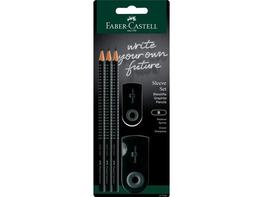 [90177252 1229536] Faber-Castell Bleistift Grip 2001 Sleeve B, Schwarz, 3 Stück
