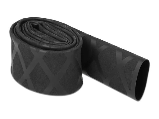 [90177299 1241772] Delock Schrumpfschlauch X-Muster rutschfest 1 m x 20 mm Schwarz