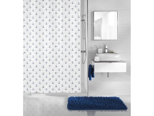 [90177312 1228544] Kleine Wolke Duschvorhang Anchor 240 x 180 cm,  Dunkelblau/Weiss