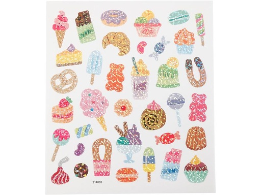 [90178152 1231153] Creativ Company Glitzersticker 15 x 16.5 cm 1 Blatt, Süssigkeiten