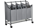 Songmics Wäschesammler mit 4 Fächern 120 l, Anthrazit/Grau