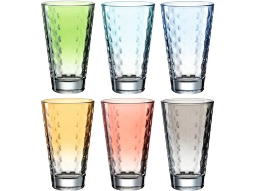 [90002649 1204302] Leonardo Trinkglas Optic Pastell 300 ml, 6 Stück, Mehrfarbig
