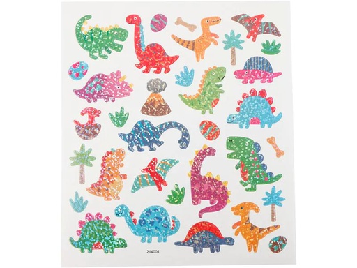 [90181628 1231149] Creativ Company Glitzersticker 15 x 16.5 cm 1 Blatt, Dinosaurier