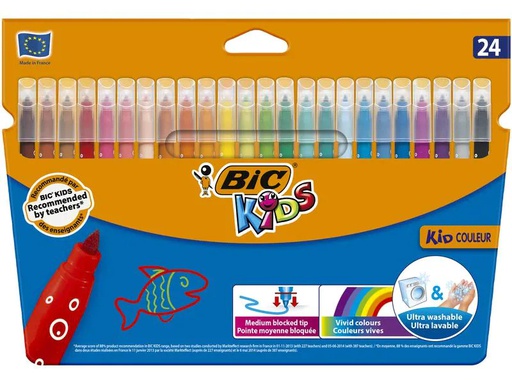 [90182418 1249040] BIC Filzstift Fasermaler Kid Couleur 24 Stück 0.8 mm, 24 Farben