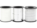 Creativ Company Geschenkband Weiss/Silber 1 cm x 15 m, 3 Stück