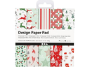 Creativ Company Designpapier 15.2 x 15.2 cm, Weiss/Rot, 50 Blatt