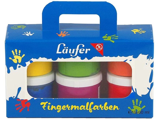 [90183083 1239015] Läufer Fingermalfarbe 6 Farben x 60 ml, Mehrfarbig