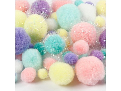 [90183687 1231140] Creativ Company Pompon 15-40 mm 75 Stück, farbig assortiert