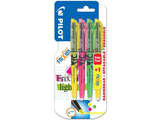 [90183751 1244276] Pilot Textmarker FriXion Light 4 Stück, Gelb/Grün/Pink