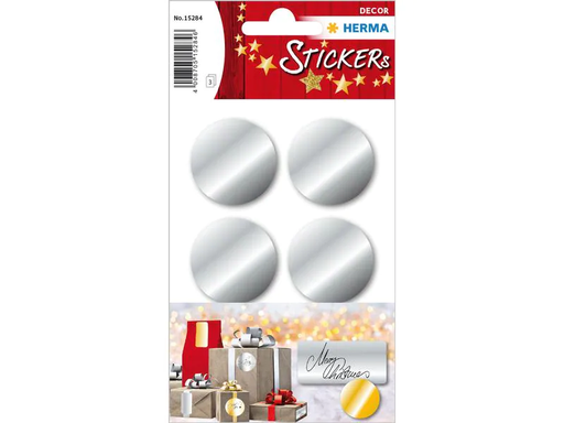 [90183885 1244867] Herma Stickers Weihnachtssticker Button 3.2 cm 3 Blatt à 6 Sticker, Silber