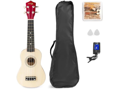 [90184057 1226990] MAX Ukulele UKEY Set Soprano Natural 21 Zoll