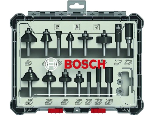 [90184309 1259727] Bosch Professional Fräserset 8-mm-Schaft 15-teilig