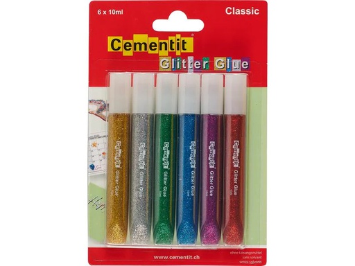 [90184592 1254138] Cementit Glitzerstift Glue Classic 10 ml, 6 Stück