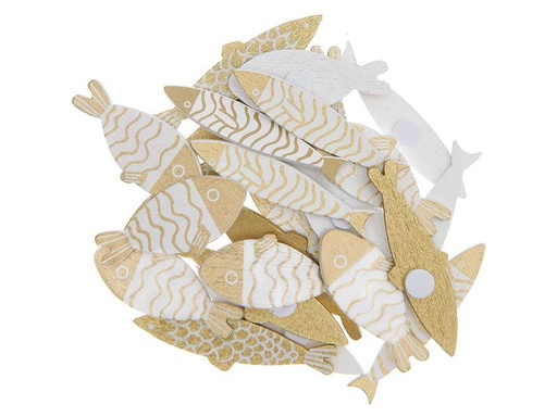 [90184716 1234318] Rico Design Motivsticker Fische 24 Stück Gold/Weiss