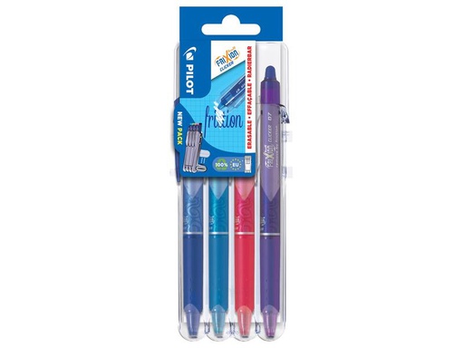 [90184757 1244253] Pilot Rollerball FriXion Clicker Set 0.7 mm, Mehrfarbig, 4 Stück